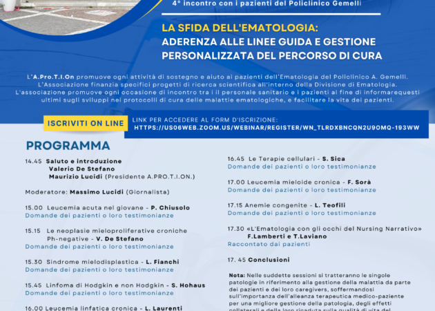 Webinar, LA SFIDA DELL’EMATOLOGIA – 17 DICEMBRE 2022 | Online